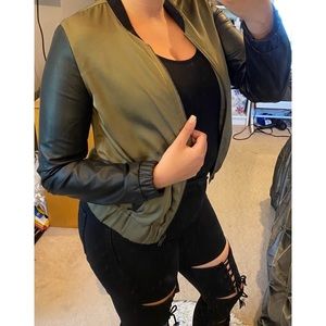 Olive & leather jacket